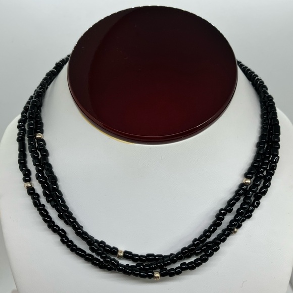 Silpada Sterling Silver & Black Glass Bead Multi Strand Necklace | N1500 Retired - Picture 4 of 10